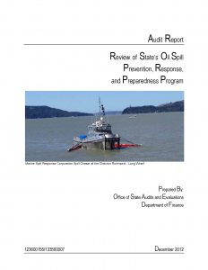 Cover of the DOF Oil spill report for 2012