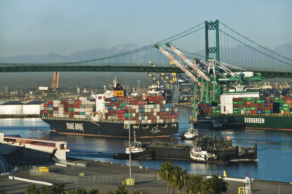 Container ships at the Port of Los Angeles.