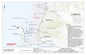 Compilation plat Cierco & Ideol turbines Pacific Ocean, Santa Barbara County NOTES 1) the lease area shown hereon are preliminary and are for discussion purposes only. NOTES 2) this preliminary plat does not represent a thorough analysis based on a field survey of any of the boundaries or other lines shown. It also does not constitute a complete search of all available records. It is to be used as an approximate graphical representation of record lines. A thorough and complete survey may place these lines and associated point at different locations. 3) this plat has not been approved by the State Lands Commission and does not constitute an official plat of such commission, nor does it establish the boundary lines or limitations of any state-owned lands depicted thereon. This plat constitutes a preliminary staff-use-only plat not intended for public use/consumption and is subject to change.