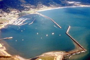 Aerial view of Pillar Point Harbor in San Mateo County