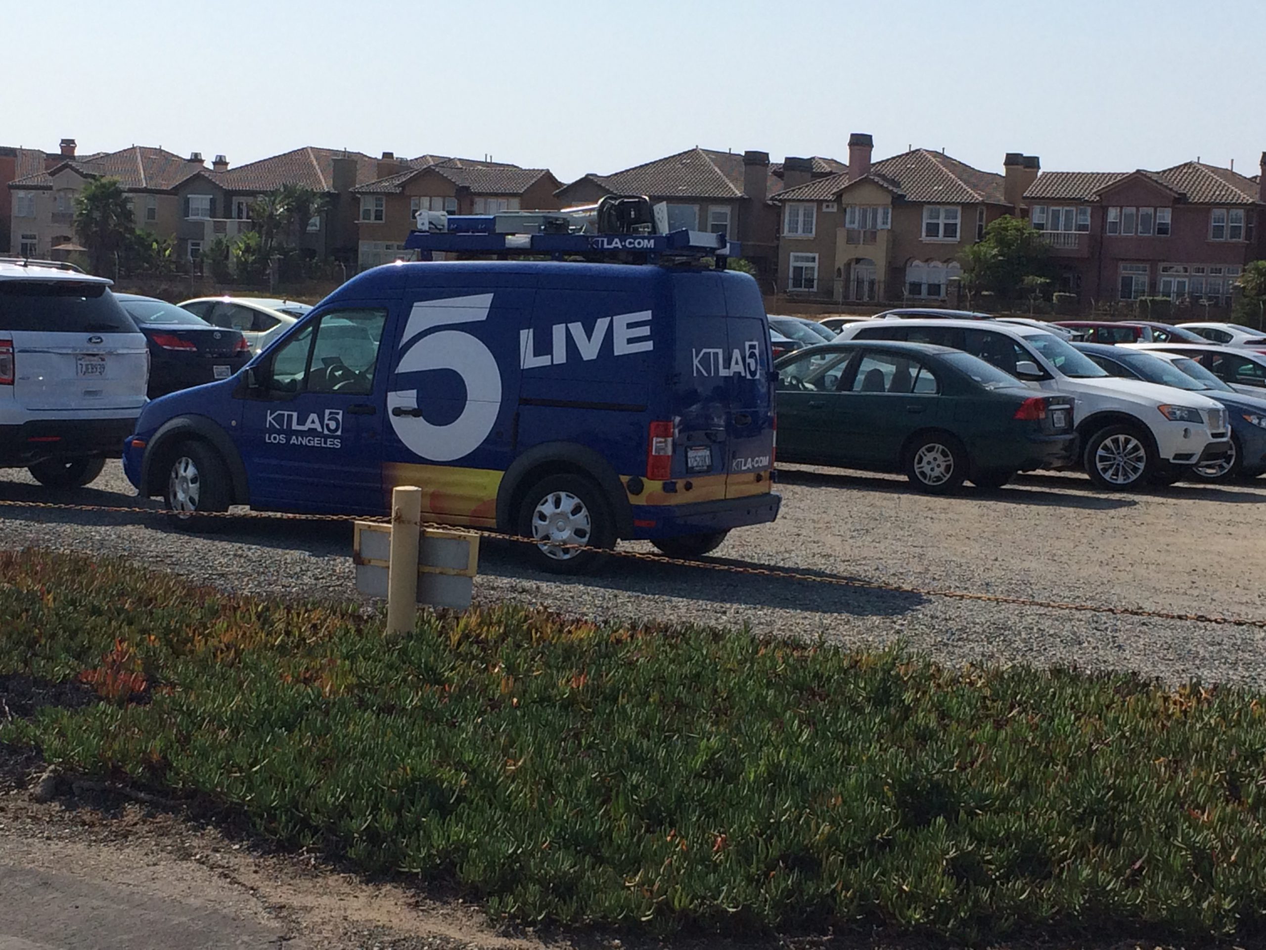 News van covering the 10th anniversary celebration of the Bolsa Chica Lowlands Restoration Project.