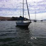 Sailboat moored in Tomales Bay