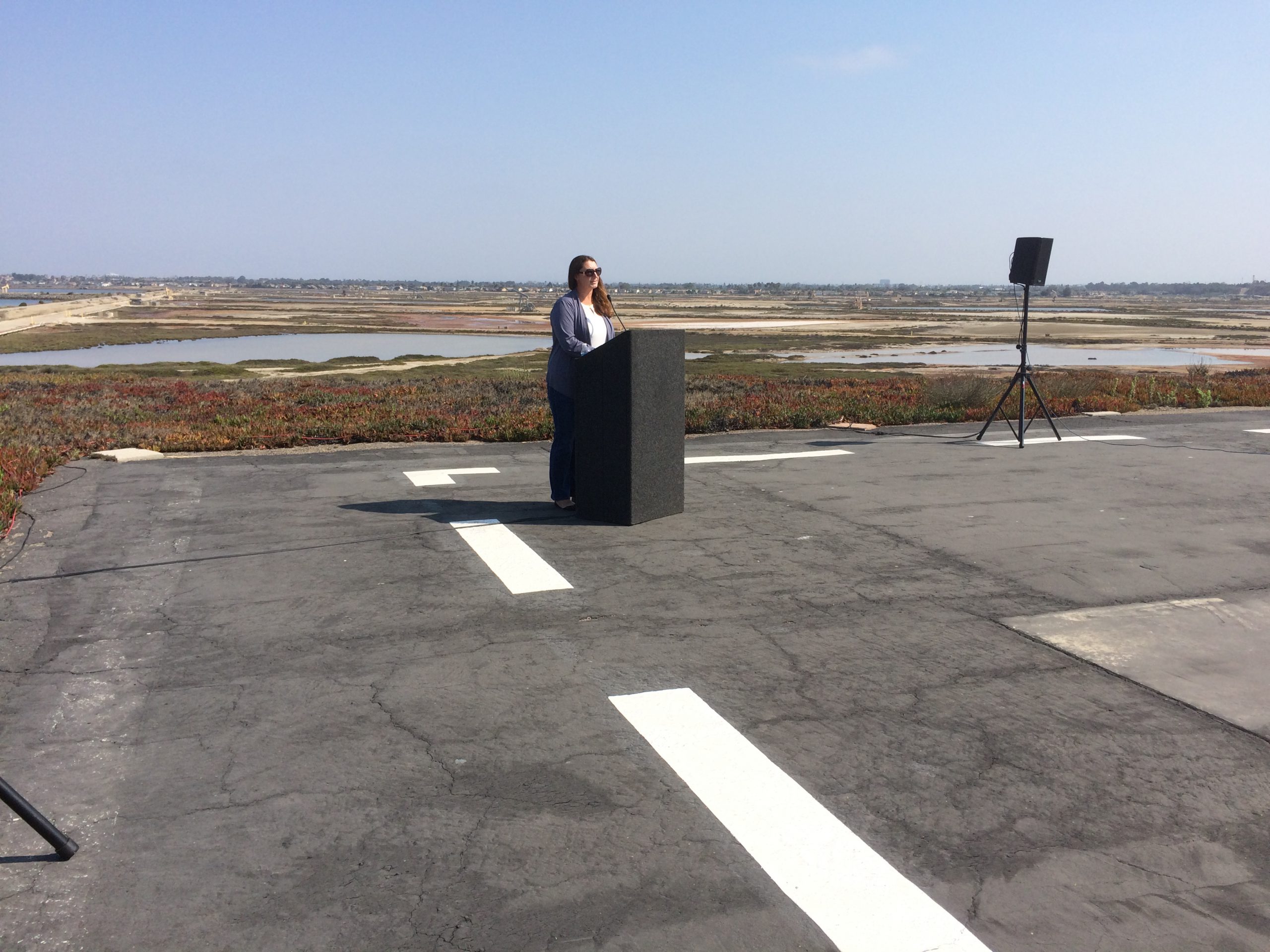 Jennifer Lucchesi, speaking at the 10th anniversary celebration for the Bolsa Chica Lowlands Restoration Project