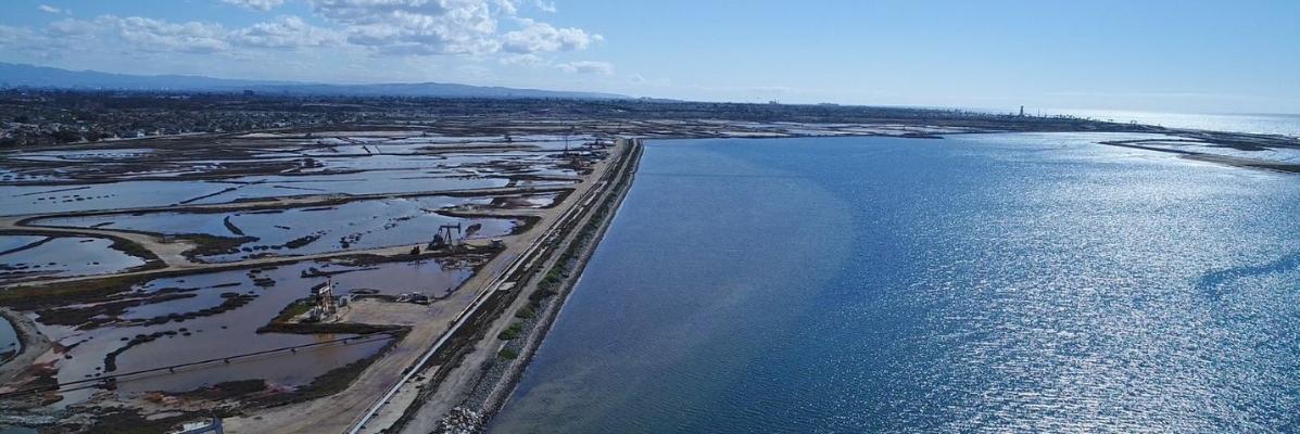 Aerial view of Bolsa Chica in the morning.