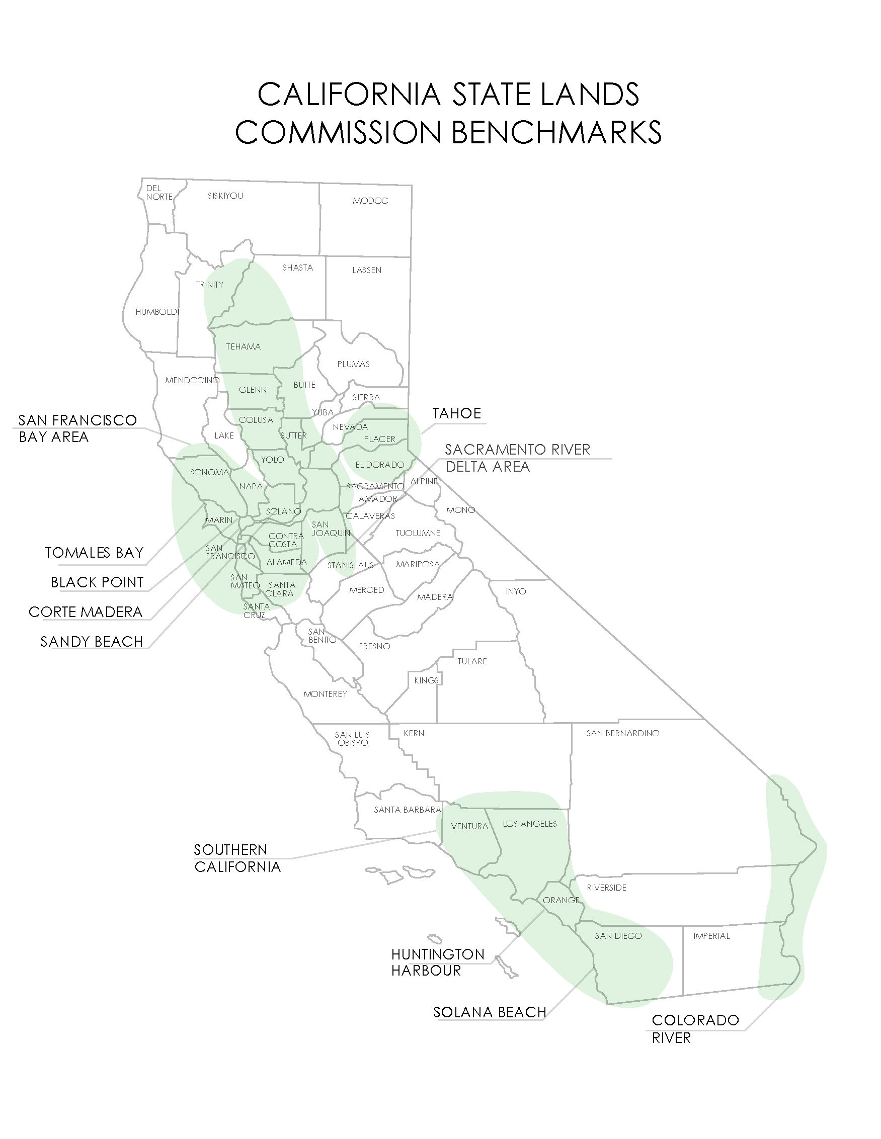 Map of our benchmark areas in the state of California