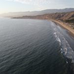 Drone view of the Ormond Beach, near Rincon Island and Causeway.