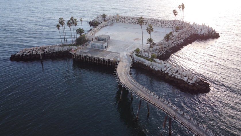 Drone view of Rincon Island and the Causeway.