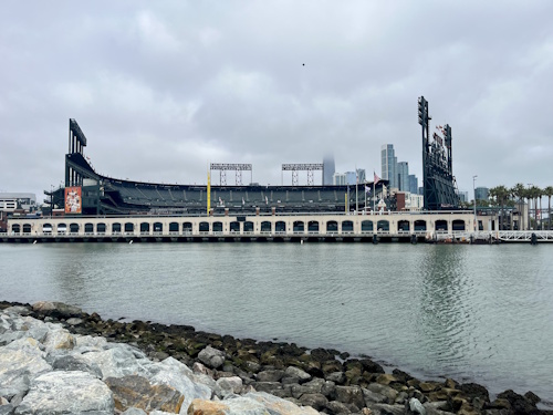 San Francisco Waterfront, featuring the Oracle Park, during the June Bay Area Public Trust Project site visit.